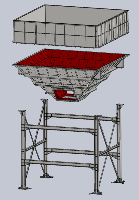 Hopper with wear-resistant lining for mine use ore hopper is highly wear-resistant